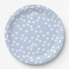 Prato De Papel Bebê Azul & Branco Confetti / Polkadots