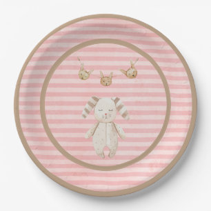 Prato De Papel Bebê-Bebê-Cor-de-Rosa Stripes-Pastel