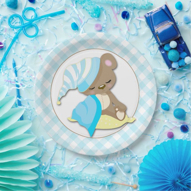 Prato De Papel Bebê-Bebê-Garoto Sonolento (Festa)