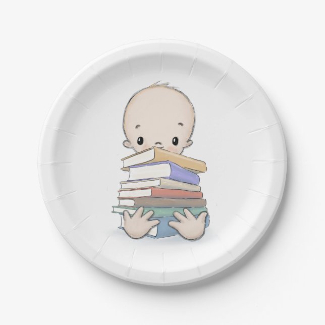 Prato De Papel Bebê com Chá de Livros (Frente)