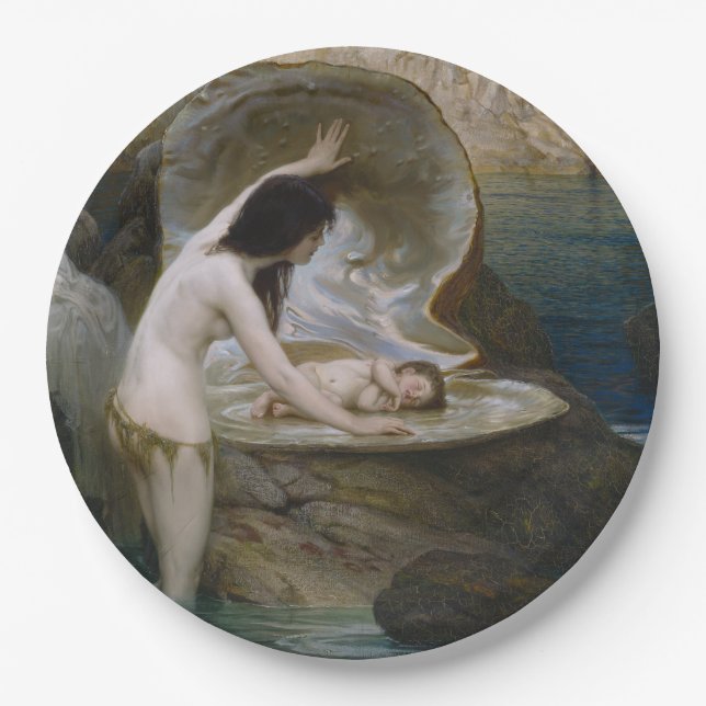 Prato De Papel Bebê d'água e Sereia Ninfônica Bikini (Frente)