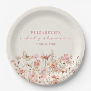 Prato De Papel Bebê de flor selvagem no Chá de fraldas de Bloomia
