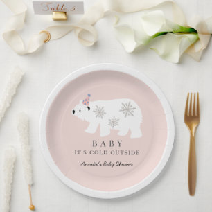 Prato De Papel Bebê do Urso Polar É Frio Fora do Chá de fraldas R