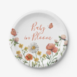 Prato De Papel Bebê em Flor Bebê em flor Chuveiro de flores silve