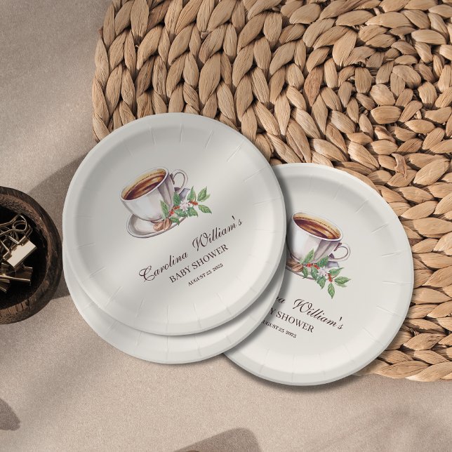 Prato De Papel Bebê está criando Chá de fraldas marrom café (Criador carregado)