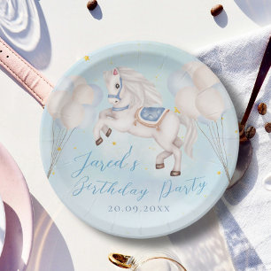 Prato De Papel Bebê furioso Pony Blue Balões estrelas Aniversário