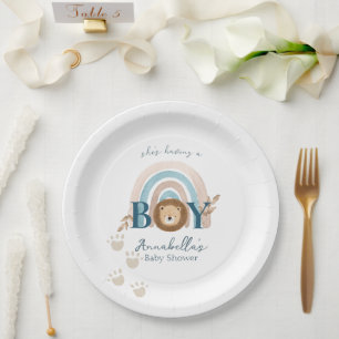 Prato De Papel Bebê Leãozinho Fofo Boho Impressões de Pata