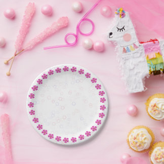 Prato De Papel Bebê Menina Rosa