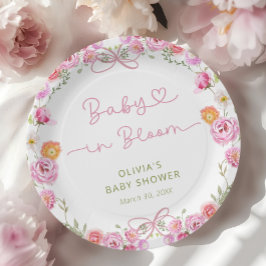 Prato De Papel Bebê no Bloom Floral Girl Chá de fraldas