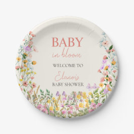 Prato De Papel Bebê no Bloom Wildflower Elegant Chá de fraldas