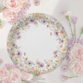 Prato De Papel Bebê Roxo Em Chá de fraldas De Flor Floral