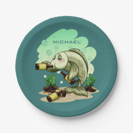 Prato De Papel Bebendo Peixe: Chapas de papel personalizadas