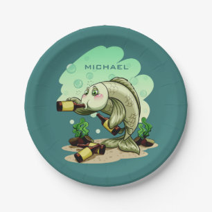 Prato De Papel Bebendo Peixe: Chapas de papel personalizadas