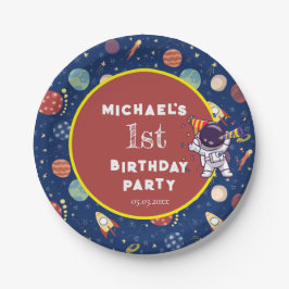 Prato De Papel Bebês Crianças Astronauta Qualquer Festa de aniver
