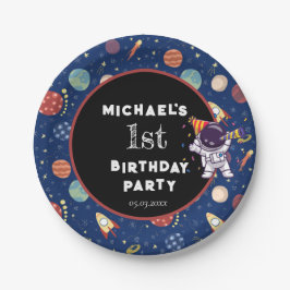 Prato De Papel Bebês Crianças Astronauta Qualquer Festa de aniver