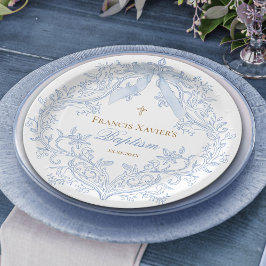 Prato De Papel bebezinho da crista azul-aquarela