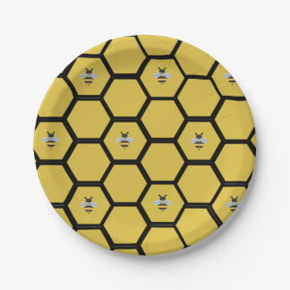 Prato De Papel Bee Beehive Yellow Paper Plate