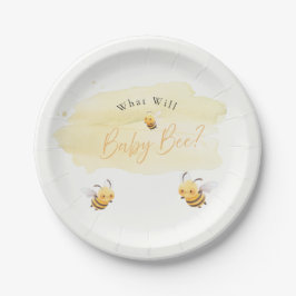 Prato De Papel Bee Gender Reveal Party Plates What Will Baby Bee