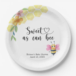 Prato De Papel Bee girl baby shower - sweet as can bee