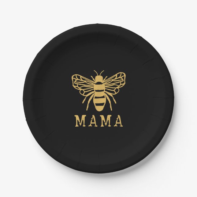 Prato De Papel Bee Mama | Presente da mãe | Presente para a abelh (Frente)