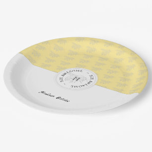 Prato De Papel Bee prata maravilhosa Mel Monograma personalizado