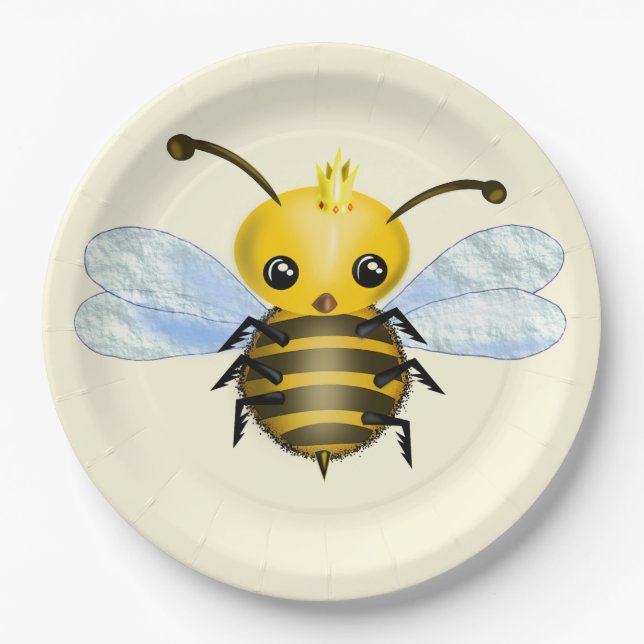 Prato De Papel Bee Queen Bee Paper Plates - Personalizável (Frente)