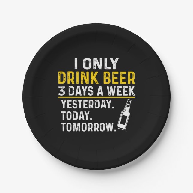 Prato De Papel Beer Drinker Eu Só Bebo Cerveja Aniversário (Frente)
