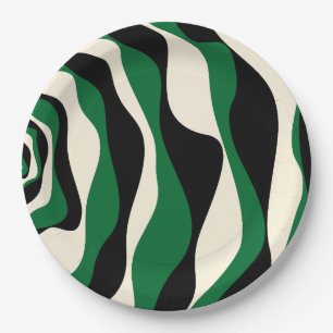 Prato De Papel Bei e Fluxo 4 em Verde, Creme e Preto