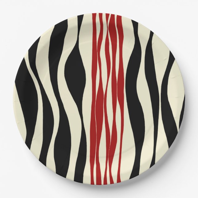 Prato De Papel Bei e Fluxo - Vermelho e Creme (Frente)