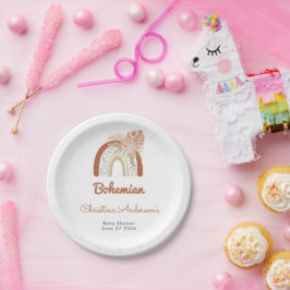 Prato De Papel Beige Bohemian Favor Chá de fraldas