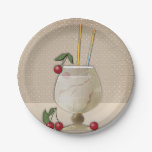 Prato De Papel Beige grunge retro vintage cocktail cereja p