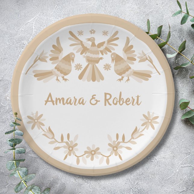 PRATO DE PAPEL BEIGE OTOMI MEXICAN (Criador carregado)