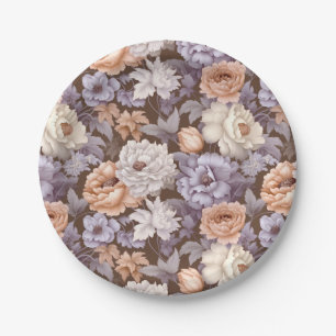 Prato De Papel Beige pálido pálido e pálido, flores de pêssego es