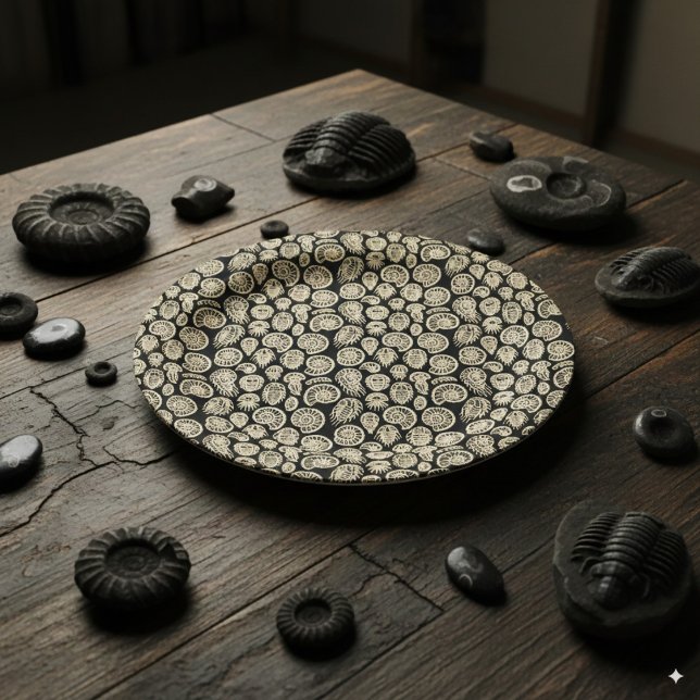 Prato De Papel Beige venenoso fóssil trilobite padrão amonita (Criador carregado)