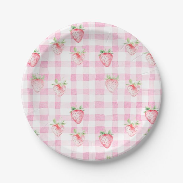 Prato De Papel Beija-Amoreira-de-Aroma-Rosa-Gingham Brithday (Frente)