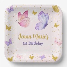 PRATO DE PAPEL BEIJA-BEIJAS DE PINK E PRIMEIRO ANIVERSARIO