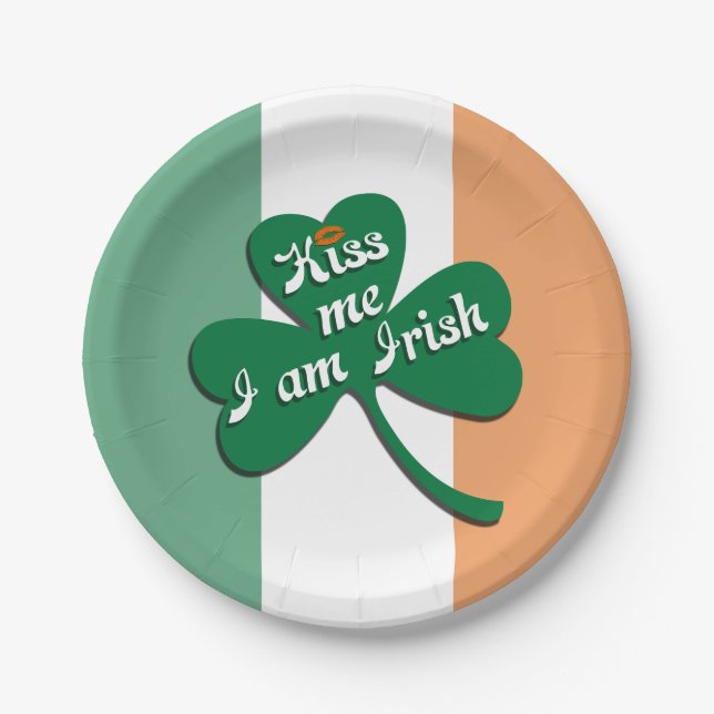 Prato De Papel Beija-me Eu sou Irlandês (Frente)