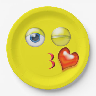 Prato De Papel Beijo Emoji do sopro do piscar os olhos