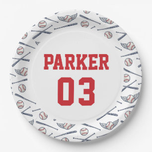 Prato De Papel Beisebol Vintage All Star Birthday Red