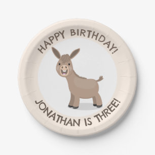 Prato De Papel Bela burra personalizada aniversário de desenho an