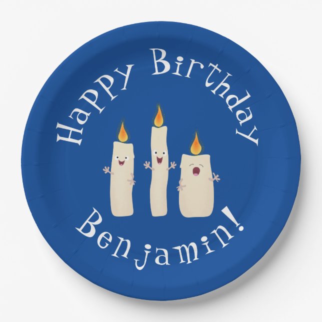 Prato De Papel Bela canção de cantar trio de vela (Frente)