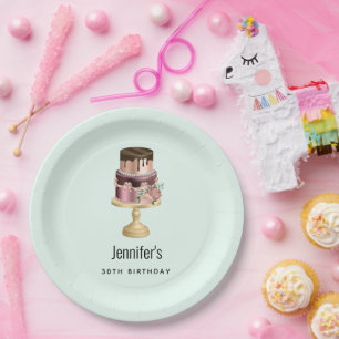 Prato De Papel Bela festa do Bolo Brilhante, aniversário do Bolo