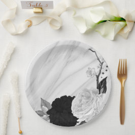 Prato De Papel Bela flor negra e branca