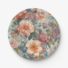 Prato De Papel Bela Pintura Floral Vintage de Flores