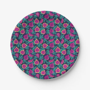 Prato De Papel belíssimo padrão de figo roxo azul