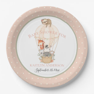 Prato De Papel Belo Balão de Ar Quente Girafa Zebra Obrigado