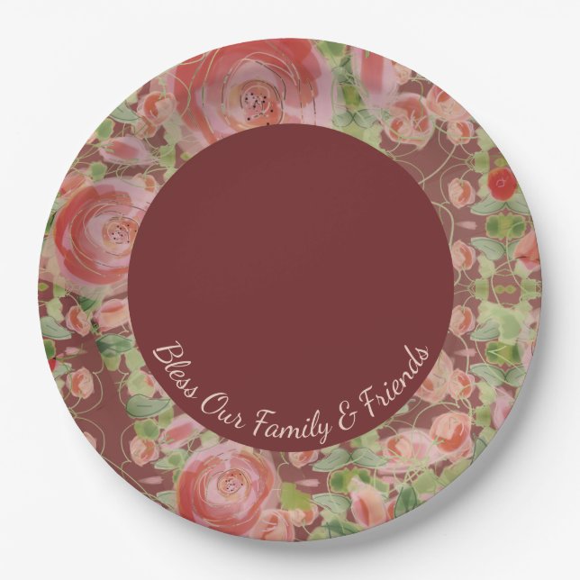 Prato De Papel Belo Designer Floral (Frente)