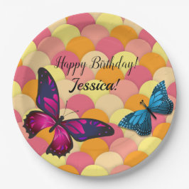 Prato De Papel Belo Ingelamento Borboletas Laranja