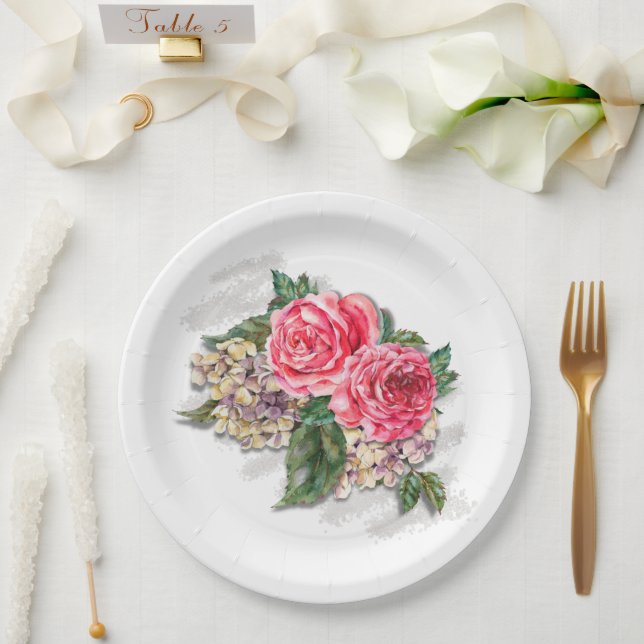 Prato De Papel Belo papel de Rosa vermelha (Casamento)