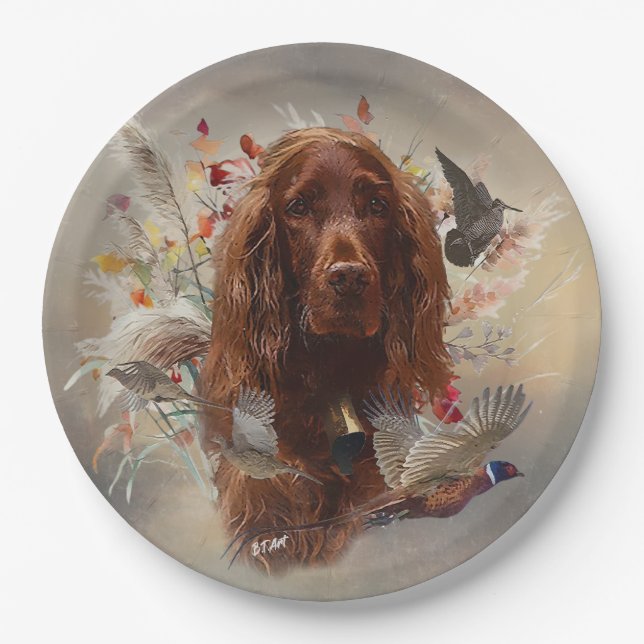 Prato De Papel Belo Red Setter Irlandês (Frente)